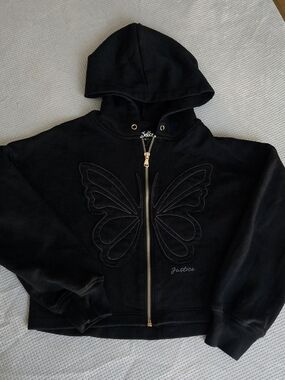 Justice Black Butterfly Zip-Up Hoodie